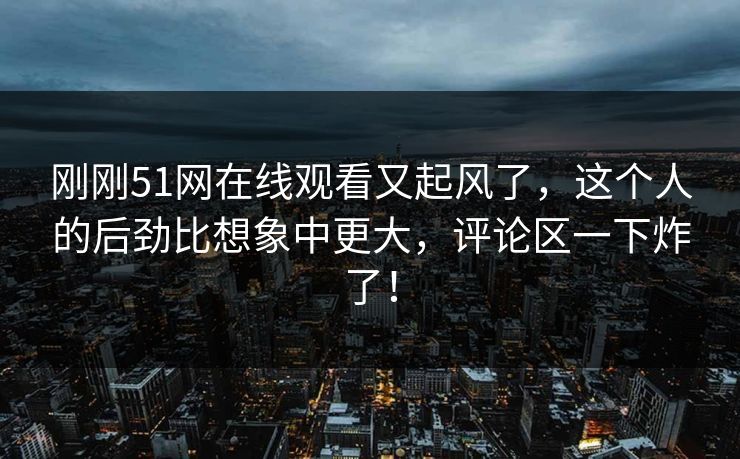 刚刚51网在线观看又起风了，这个人的后劲比想象中更大，评论区一下炸了！
